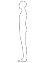 Human body outline, side, monochrome illustration